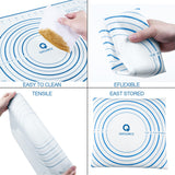 Wood French Rolling Pin for Baking, QUELLANCE Wooden Dough Roller with Silicone Baking Mat, Beech Wood Rolling Pins for Baking Dough, Pizza, Pie, Pastries, Pasta and Cookies,Blue Pastry Mat QUELLANCE