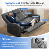 Duitrc Power Loveseat Recliner Sofa, Electric Reclining Loveseat with Adjustable Headrest, Extended Footrest, USB Type-C Ports, Grey PU Leather 2 Seater Reclining Couch for Living Room, RV, Office Duitrc