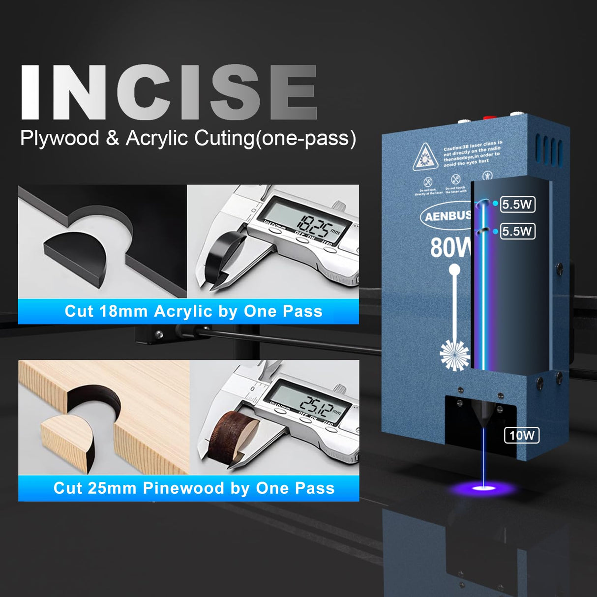 AENBUSLM T1 Laser Engraving Machine,80W Laser Module Built-in Air Pump 10W(10000mW) Output Power,Laser Cutting Engraving Tool Engraving Machine for Wood Metal Aluminum Glass Leather - Class 4 AENBUSLM