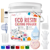 Eco Resin Casting Powder - 1400g Ceramic Resin Powders Kit with 6pcs Pigments, Fast Curing, Easy to Demold, Water Mixed Activated - Toxic-Free, Odorless - Plaster Casting Kit for DIY Home Art Crafts Limino