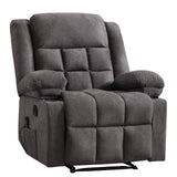 HAOMARKETS Classic Manual Recliner with Massage and Heat for Adults, Soft Fabric Recliners with Two Cup Holders, Overstuffed Heavy Duty Reclining Chair for Living Room, Grey HAOMARKETS