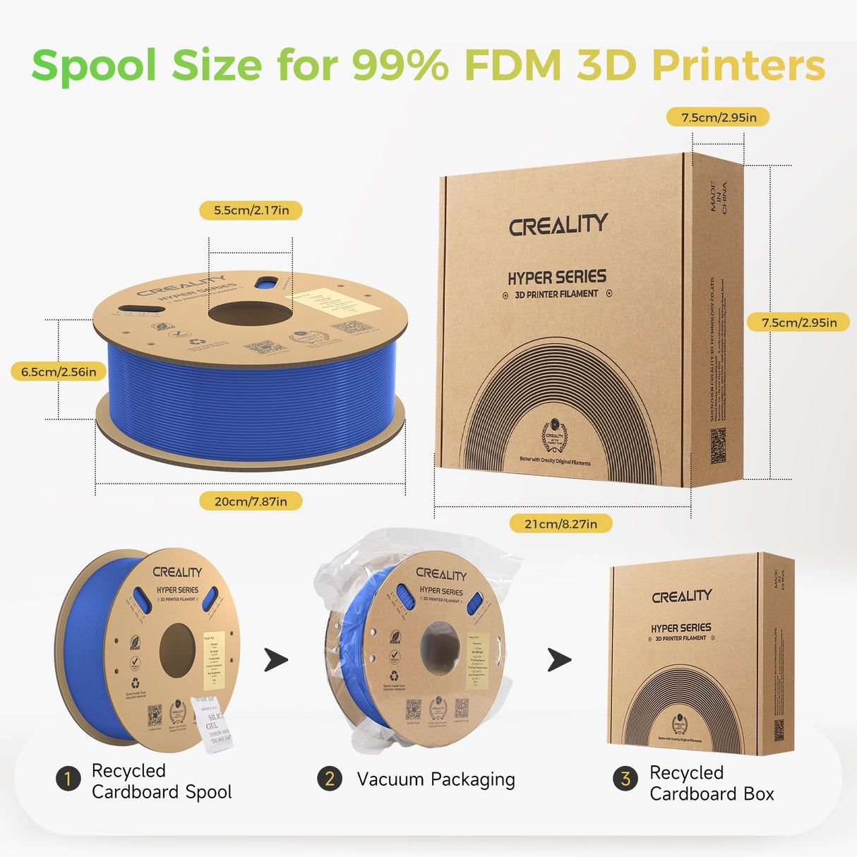 Official Creality Hyper PLA Filament Bundle, Up to 600mm/s High Speed 3D Printer Filament PLA, No-Tangling Stronger Toughness Fit Most 3D Printers Creality