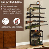 Poyilooo Gun Rack, Floor Rifle Rack Holds up 5 Guns, Indoor Gun Rack for Wall Gun Display Stand Gun Gun Storage Organizer Rifle Holder Hunting Gun Shelf (Large-19.7 L*12.6 W*71 H in) Poyilooo