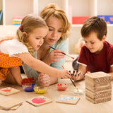 36Pcs Unfinished Wood Coasters-4 in Unfinished Natural Wood Slices for Crafts with Non-Slip for Wedding Decoration/Blank Coasters Wood Kit DIY Architectural Models Drawing Painting Wood Engraving Yangbaga