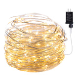Minetom Fairy Lights Plug in, 33Ft 100 LEDs Waterproof Silver Wire Firefly Lights, Adaptor Included, Starry String Lights for Wedding Indoor Outdoor Christmas Patio Garden Decoration, Warm White Minetom
