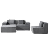 Container Furniture Direct Rowan Convertible Corduroy Sectional Couch with Ottoman & Pillows, Modular L Shaped Sleeper Sofa, Boneless Cloud Couch for Living Room Furniture, Dark Grey Container Furniture Direct