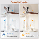 heimo 72 Inch Outdoor Ceiling Fans Without Lights，Wood Ceiling Fan No Light for Patios Living Room Bedroom Large Indoor Exterior Modern Farmhouse Propeller 3 Blade Wooden Fan with Remote (Walnut) heimo