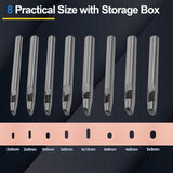 8 Size Oval Hole Punch for Leather 2mm-5mm, Boyistar Leather Craft Punch Tools Set Hollow Punching Oval Belt Hole Cutter Tool for Watch Band, Belt, Leather Crafting with Storage Box Boyistar