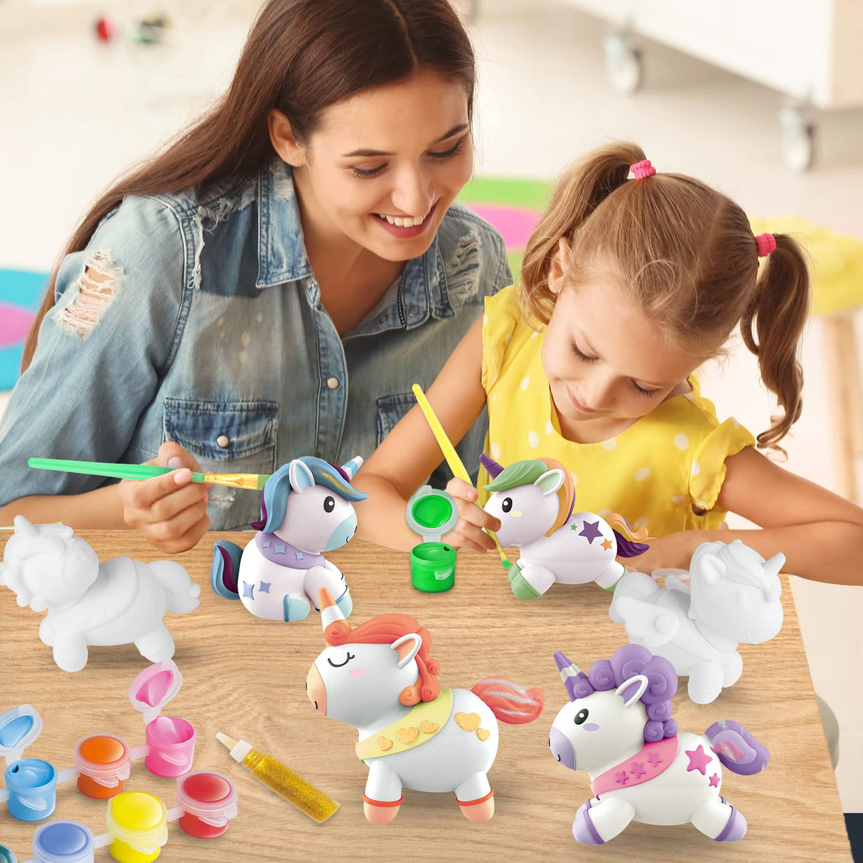 SpringFlower Unicorn Gift Toys for 3 4 5 6 7 8 Years Old Girls - Girls Arts and Crafts Painting kit Including 8 Cute Looking Unicorn Figures, DIY Creative Christmas Gift for Kids SpringFlower