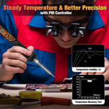 Soldering Iron, 160W Soldering Tool, LED Display Temperature Control Accurate 392°F-932°F, with ON/OFF Switch, 3 Iron Tips, Stand,Flux, Automatic Sleep Mode K KERNOWO
