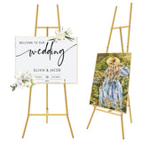 Gold Easel Stand for Sign - Heavy Duty Metal Freestanding Adjustable Display Stand (3-Tier), Large Professional Easel for Paintings, Artwork & Commercial Displays, Durable Exhibition Easel Semoprus