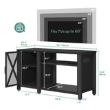 YITAHOME Farmhouse TV Stand for 50/55/60 Inch with Power Outlet, Wooden TV Media Console with Storage Cabinet for 860lbs, Rustic Entertainment Center Table TV Cabinet for Living Room, Black YITAHOME