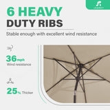 JEAREY 6.5x10 ft Rectangular Patio Umbrellas Outdoor Market Umbrella with Push Button Tilt and Crank, Rectangle Table Umbrella 6 Sturdy Ribs UV Protection for Pool Garden Backyard Deck, Beige JEAREY