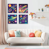 4 Pack Paint by Numbers Kit for Kids, Outer Space Color by Number Painting Kits for Kids Ages 8-12 Astronaut Paint by Numbers with Framed Canvas Children DIY Paints by Number Kits for Beginners 8x8 In AILIBUT