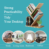 VOVCIG Tree Bookshelf 3 Shelf Desktop Organizer Y Shaped Office Storage Rack Adjustable Wood Display Shelf Small Bookshelf for Bedroom Home Office(Light Yellow) VOVCIG