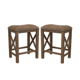 Hillsdale Furniture Willow Bend Stationary Backless Counter Height Stools, Set of 2, Antique Brown Walnut Hillsdale