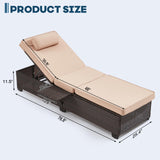 Yalissey Outdoor Lounge Chairs, Pool Lounge Chairs Set of 2, Outdoor Chaise Lounge with Adjustable Backrest & Cup Holder,Khaki Yalissey