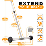 Toolwiz Magnetic Pick Up Sweeper 17-inch Heavy Duty Magnet Pickup Lawn Sweeper Roofing Tools, 8.8 Lbs Yard Tools with Telescoping Holder and Wheels to Clean Nails Adjustable Handle for Construction Toolwiz