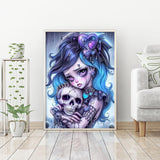 cdjlddww 5D Diamond Painting Kits for Adults, Gothic Diamond Art Kits for Beginners, DIY Skull Round Full Diamond Gemstone Art Rhinestone Painting for Wall Decor 12X16 inch cdjlddww