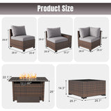 Aoxun 13 Pieces Patio Furniture Set with 44” Fire Pit Table Wicker Rattan Outdoor Sectional Conversation Set with Coffee Table and 4” Thickened Cushions, Gray(Waterproof Cover Included) Aoxun