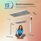 DEVAISE Standing Desk with Drawers, Whole-Piece Glass Adjustable Height Desk, 48 Inch Electric Stand Up Desk, Quick Install, White DEVAISE