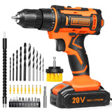 20v Drill Driver Set,Cordless Drill with Battery and Charger,LED Drill Tools Kit,25+1 Torque Setting and 43pcs Drill Bits BIHOO