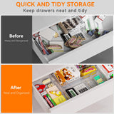 6 Pack Large Clear Plastic Drawer Organizer Trays, Acrylic Kitchen Drawer Organization and Storage Dividers, Non-Slip Storage Bins for Makeup, Kitchen Utensils, Bathroom, Jewelries and Office Desk Criusia