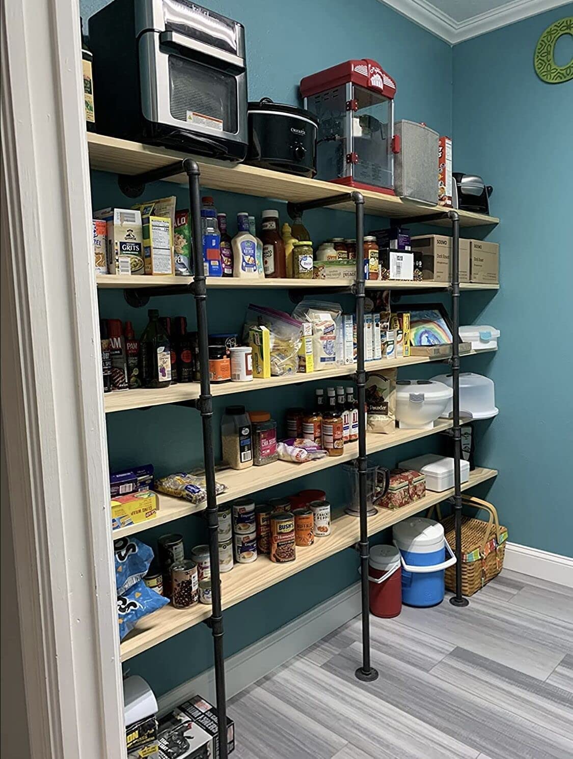 (14“Deep,3pcs)Industrial Retro Wall Mount Iron Pipe Shelf,DIY Open Bookshelf,Hung Bracket,Home Improvement Kitchen Shelves,Tool Utility Shelves, Office Shelves, Bookshelves and bookcases FOF FRIEND OF FAMILY