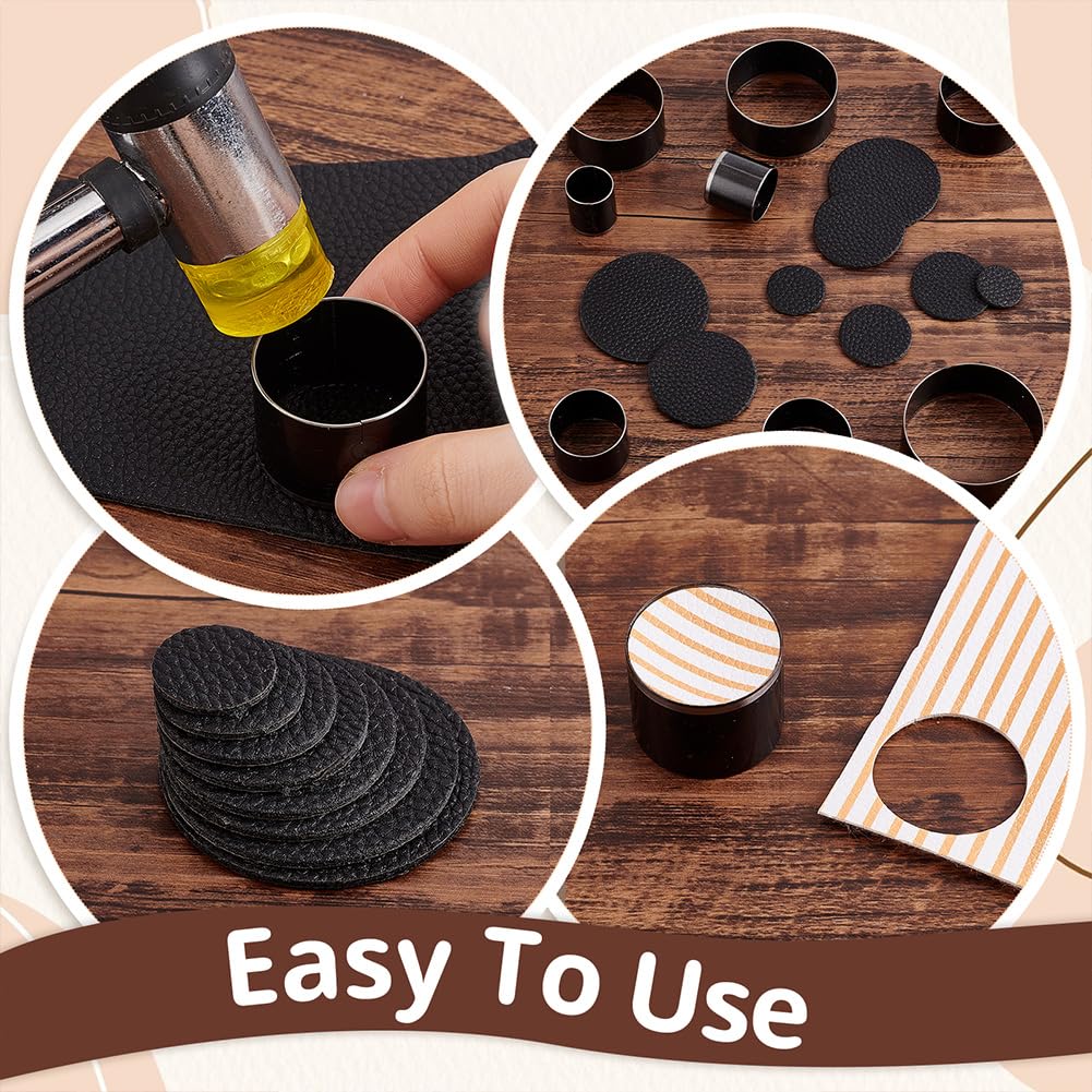 PH Padahall Leather Hole Punch Die Round, 8pcs Hole Hollow Punch 20 25 30 35 40 45 50 55mm High Carbon Steel Circle Cutter Tool Cutting Leather Hole Punch Set for Belts EVA Foam Fiber Board Clay Craft PH PandaHall