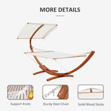 Outsunny 13FT Wooden Arc Hammock with Canopy, Outdoor Hammock Bed with Wood Arc Stand for Patio Balcony Garden Backyard, White Outsunny