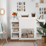 Tangkula 70 Inches Freestanding Mantel Stand, Modern Media Fireplace Cabinet for Living Room Bedroom, Wooden Mantel Console Table w/Storage Shelves for 28.5-Inch Electric Fireplace (Stand Only) Tangkula