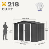 DWVO 8'x6' Large Metal Outdoor Storage Shed, Heavy Duty Tool Storage Sheds for Backyard Patio Lawn - Ideal for Bicycles, Garden Tools, and Lawn Equipment, Easy-to-Assemble, Dark Gray DWVO