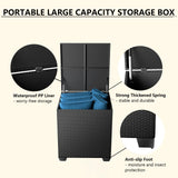 opemtdo Premium Outdoor Patio Furniture Set with Storage, L Shaped Outdoor Couch with Thick Cushions, 4 Seat Balcony Furniture Set with Tea Table opemtdo