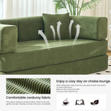 GEARIVY Folding Sofa Bed Convertable Corduroy Couch King Size Floor Sleeper 4-in-1 DIY Combination Modular Sofa Fold Out Futon Lounge Comfy Foldable Lazy cama for Living Room (Green, 70.86") GEARIVY