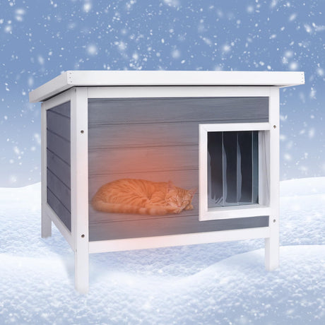 AZAMIA Outdoor Cat House Waterproof Roof for Winter Feral Cat Shelter for Outside Cats, Insulated All-Round Foam Wooden Outdoor Animals House for Cats AZAMIA