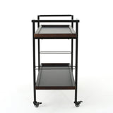Christopher Knight Home Gerard Industrial Wooden Bar Cart, Dark Walnut Finish / Black Christopher Knight Home