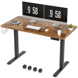 Furmax Electric Standing Desk, 47 x 24 Inches Height Adjustable Desk with Removable Casters, Home Office Computer Desk (Brown) Furmax
