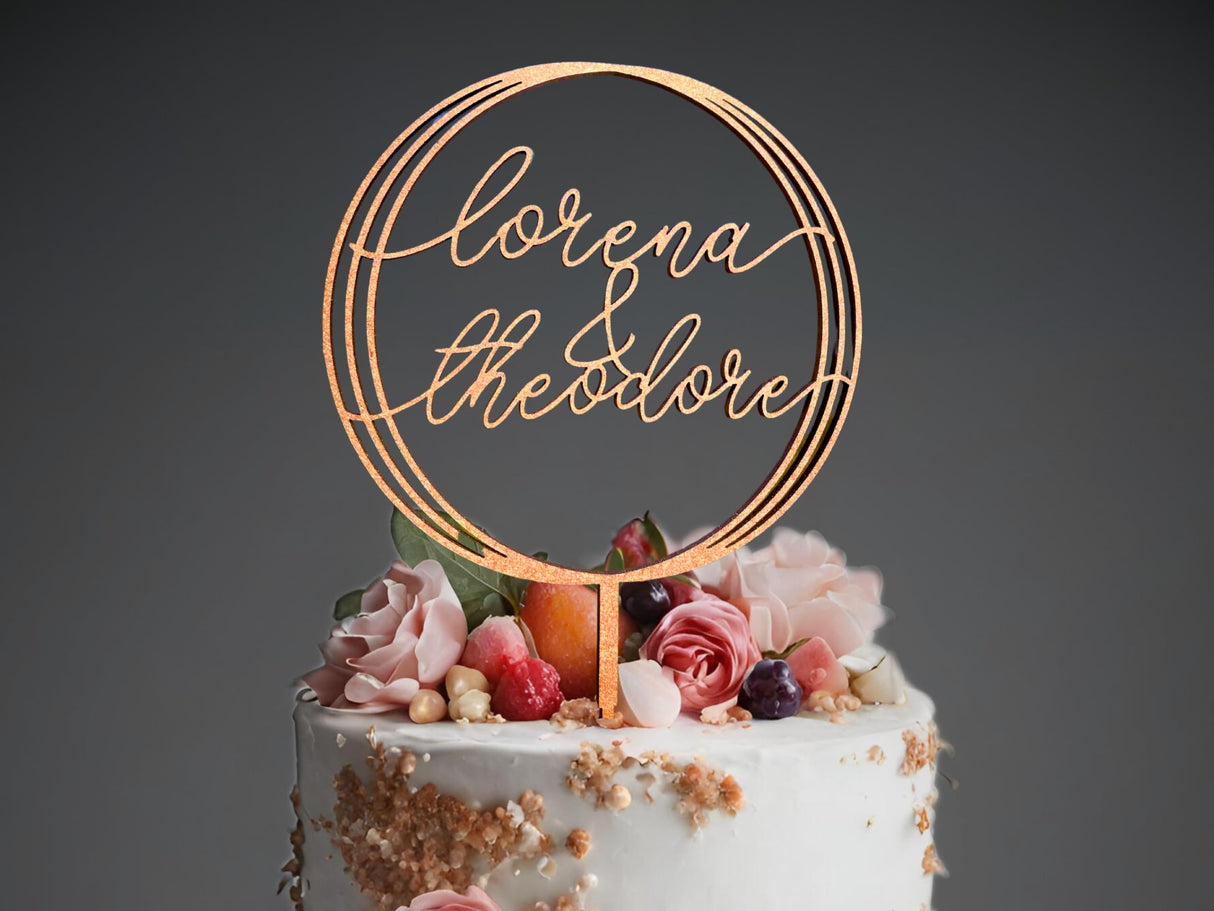 Personalized Happy Birthday Cake Topper Couples Name Cake Topper for Wedding or Engagement Gift Custom Birthday Cake Topper for Any Age Made with Wood & Acrylic designLEE Studio