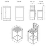 Barre 3-Piece Acacia Wood Bar Height Bistro Set, Weatherproof Outdoor Patio Furniture with Ergonomic Chairs and 28 in. x28 in. Table, Natural Finish Alaterre Furniture