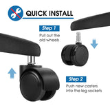 MaxGear 2" Office Chair Wheels Heavy Duty Replacement, Mute Rubber Rotating Desk Chair Caster Wheels, Safe for All Floors Including Hardwood, Universal Standard Stem Size Fits 99%, Set of 5 MaxGear