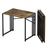 Lutown-Teen 32 inch Small Folding Computer Desk, Writing Gaming Computer Desk for Small Spaces, No Assembly Required Home Office Desk, Rustic Brown Lutown-Teen