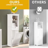 DWVO Tilt Out Laundry Hamper, Laundry Hamper Cabinet with Shelf Hidden Laundry Hamper, Bathroom Hamper with Storage with Removable Laundry Basket and Drawer, White DWVO