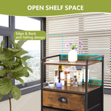 Jixlantuc Night Stand Bedside Table Bedroom Nightstand with Open Shelf Bed Side Table with Fabric Drawers End Table with 2 Drawer Storage Night Stands for Living Room Rustic Brown Black Jixlantuc