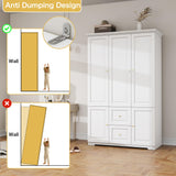 LABROSKIA Armoire Wardrobe Closet with 3 Drawers: 74" White Wardrobe Closet with 3 Doors, Large Wardrobes Closets for Hanging Clothes, Bedroom Armoires and Wardrobes LABROSKIA