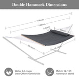 SUNCREAT Hammocks 2 Person Hammock with Hardwood Spreader Bar, Double Rope Hammock with Polyester Pad, Dark Gray SUNCREAT