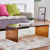 Premium Tempered Glass Coffee Table,Clear Coffee Table, Small Modern Coffee Table for Living Room,Match Well with Rug (Brown, 39.4"x19.7"x13.8") FENGHUA GLASS HOME