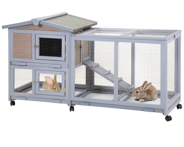 PayLessHere Rabbit Hutch Wooden Rabbit Cage Two Layers Chicken Coop Ou ...