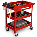 ERGOMASTER 3 Tier Rolling Tool Cart Heavy Duty Metal Frame for Garage Industrial Service Cart with Drawer & Organizer Shelf Tool Cabinet Chest ERGOMASTER