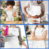 FunChaos 4 Pack Chef Apron, Adjustable Apron with 2 Pockets, Unisex Personalised Apron for Cooking, Kitchen, Restaurant (White) FunChaos