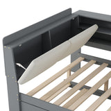 Harper & Bright Designs Full Size Daybed with Trundle and Storage Headboard, Wood L-Shaped Daybed with Shelves, Full Platform Bed Frame with L Shaped Beside Storage Bookcase, Gray Harper & Bright Designs